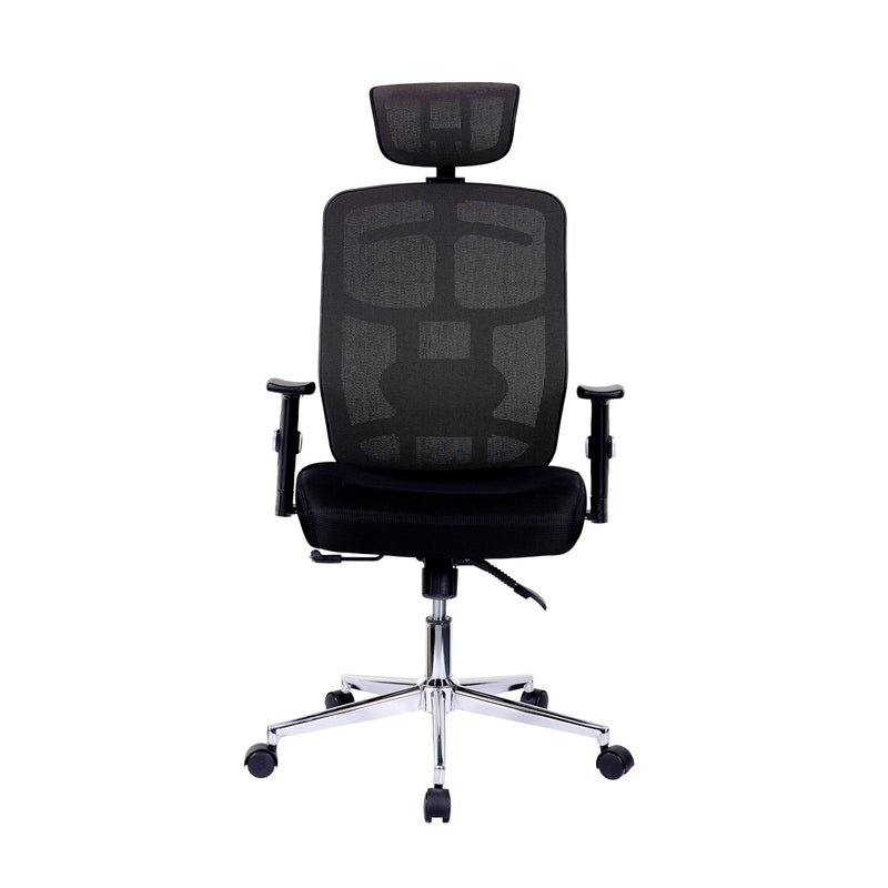Techni Mobili High Back Executive Mesh Office Chair with Arms, Lumbar Support and Chrome Base, Black