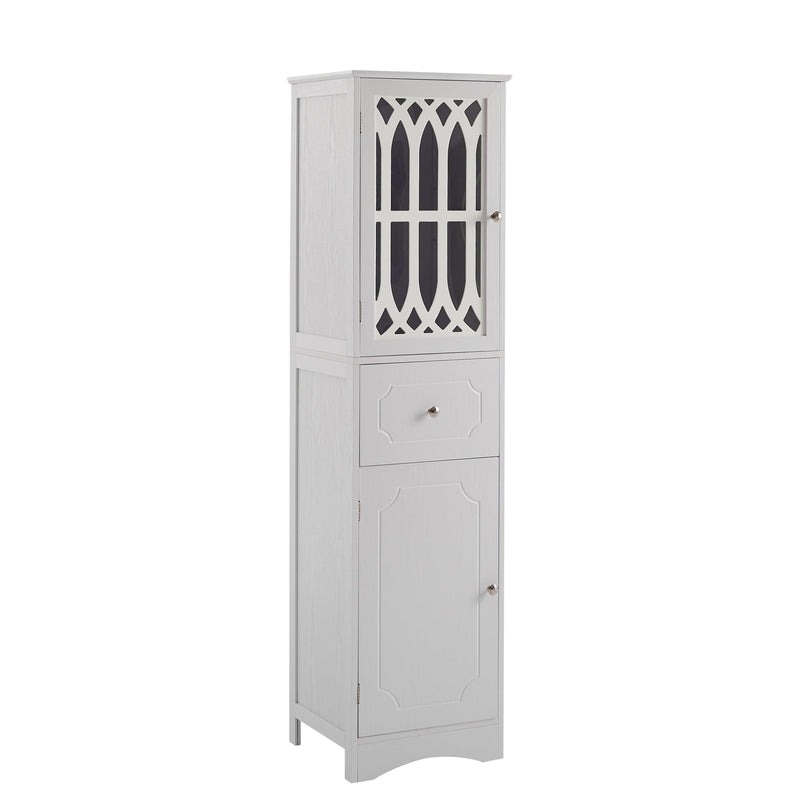 Tall Bathroom Cabinet, FreestandingStorage Cabinet with Drawer and Doors, MDF Board, Acrylic Door, Adjustable Shelf, White - Urban Living Furniture (Los Angeles, CA)