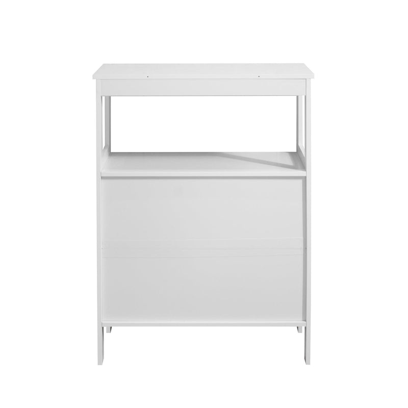 FloorStorage Cabinet, Wooden FreeStandingStorage Organizer with 2 Doors and Shelves for Bathroom, living Room, White