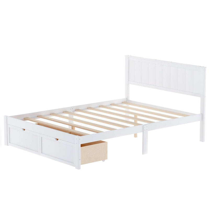 Full Size Platform Bed with Under-bed Drawers, White - Urban Living Furniture (Los Angeles, CA)