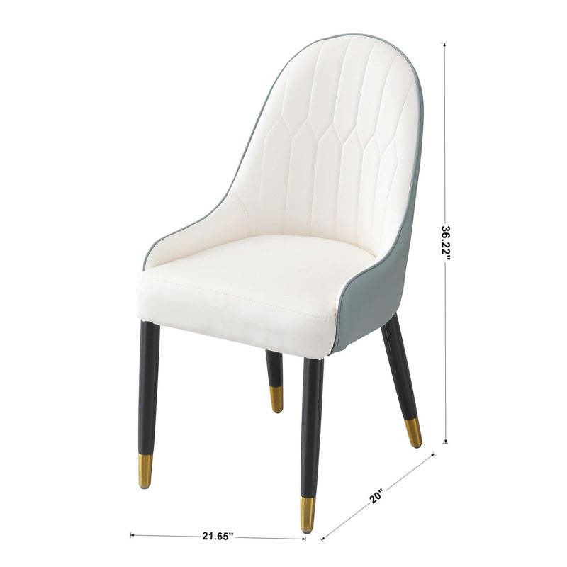 Dining Chair with PU Leather white green solid wood metal legs (Set of 2) - Urban Living Furniture (Los Angeles, CA)