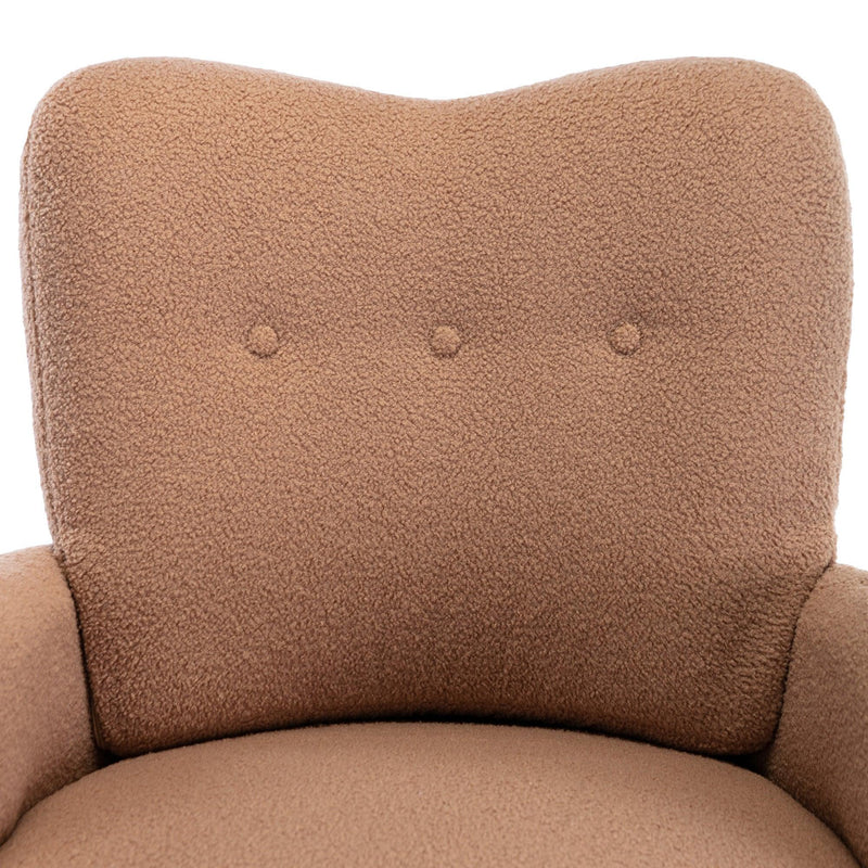 Cozy Teddy Fabric Arm Chair with Sloped High Back and Contemporary Metal Legs ,Espresso