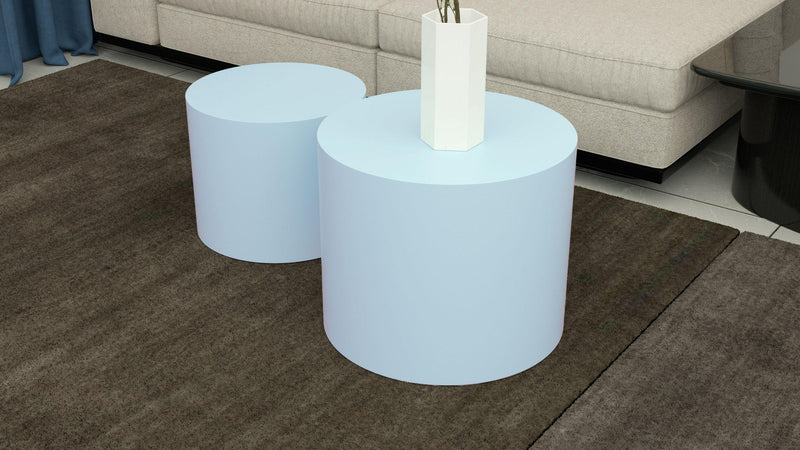 Nesting table set of 2 MDF Side Table Round Shape Blue - Urban Living Furniture (Los Angeles, CA)