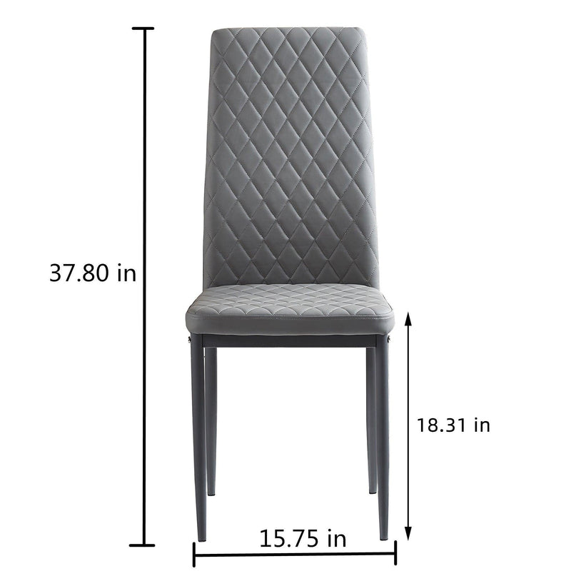 Light GrayModern minimalist dining chair leather sprayed metal pipe diamond grid pattern restaurant home conference chair set of 4 - Urban Living Furniture (Los Angeles, CA)