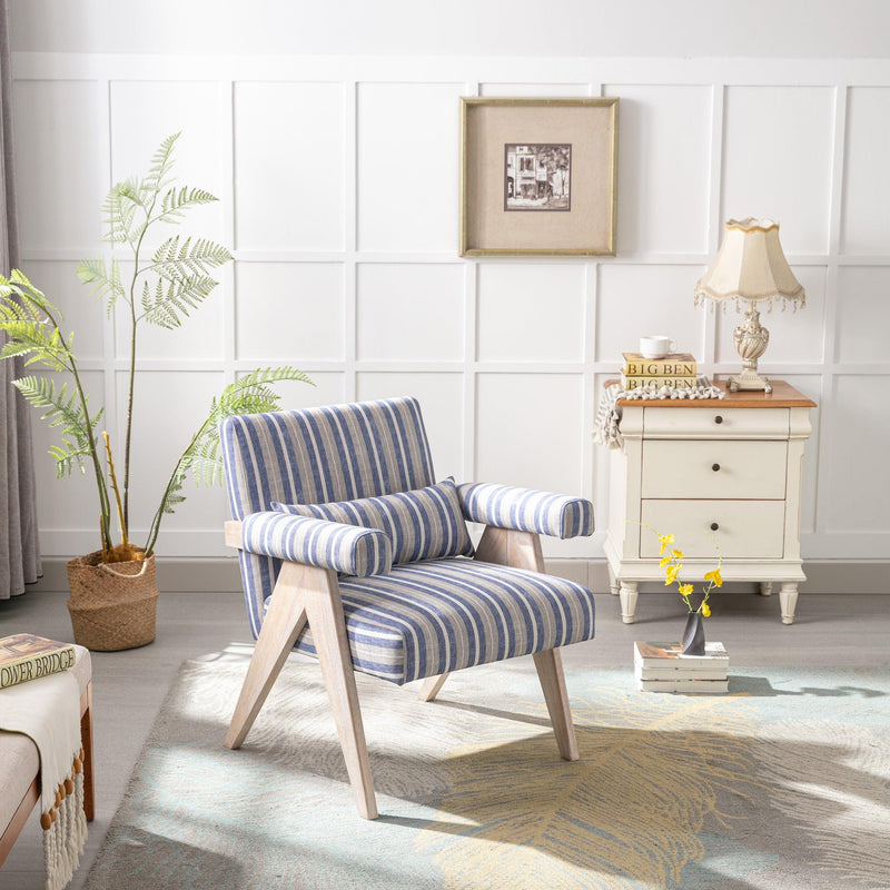 Accent chair, KD rubber wood legs with black finish. Fabric cover the seat. With a cushion.Blue Stripe - Urban Living Furniture (Los Angeles, CA)