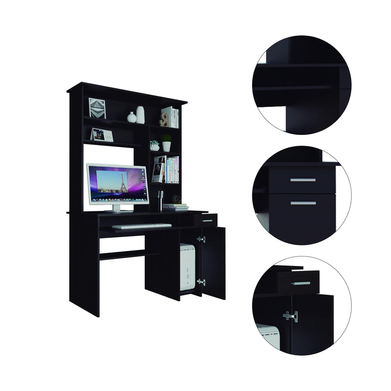 Aberdeen 2-Drawer 7-Shelf Computer Desk with Hutch Black Wengue - Urban Living Furniture (Los Angeles, CA)