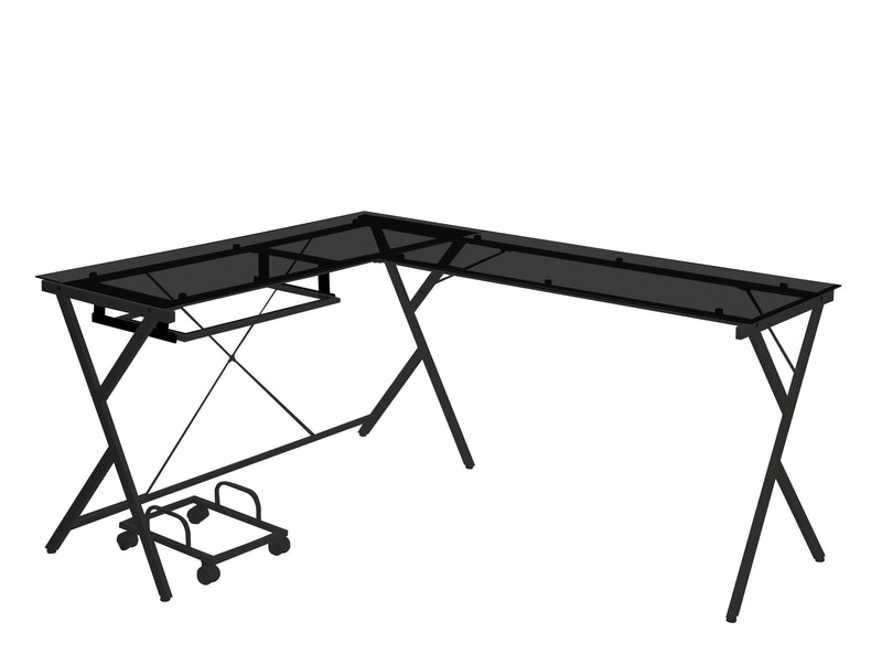 ACME Dazenus Computer Desk in Black Glass & Black Finish OF00046 - Urban Living Furniture (Los Angeles, CA)