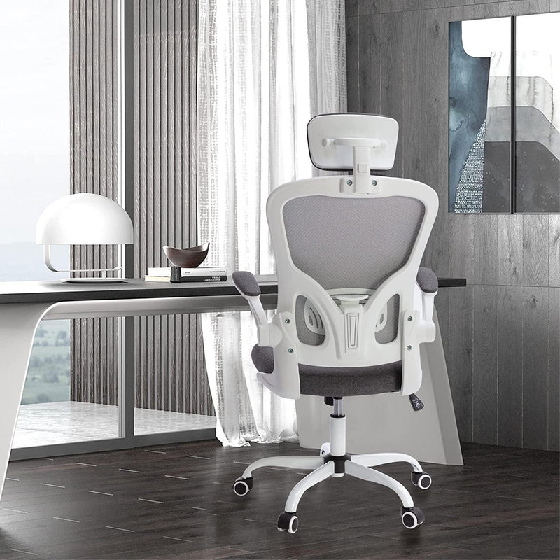 Office Chair Mesh High Back Computer Chair Height Adjustable Swivel Desk Chairs with Wheels,Adjustable Armrest Backrest Headrest,Grey - Urban Living Furniture (Los Angeles, CA)