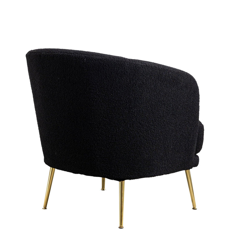 30.32"W Accent Chair Upholstered Curved Backrest Reading Chair Single Sofa Leisure Club Chair with Golden Adjustable Legs For Living Room Bedroom Dorm Room (Black Boucle) - Urban Living Furniture (Los Angeles, CA)