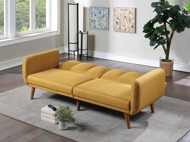 ElegantModern Sofa Mustard Color Polyfiber 1pc Sofa Convertible Bed Wooden Legs Living Room Lounge Guest Furniture - Urban Living Furniture (Los Angeles, CA)