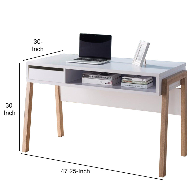 Contemporary Style Desk With OpenStorage Shelf, White and brown - Urban Living Furniture (Los Angeles, CA)