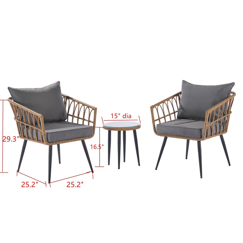 Outdoor Garden Rattan Furniture Sofa Set Wood+Dark Gray - Urban Living Furniture (Los Angeles, CA)