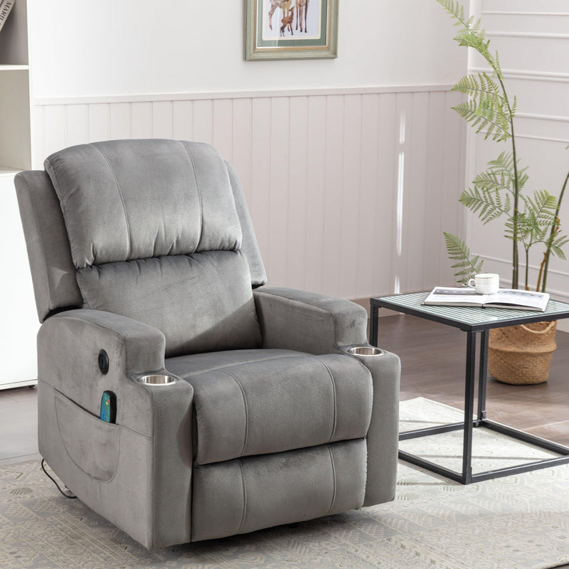 Electric Lift Recliner for the Elderly with Massage Therapy and Heat, Power Lift Chair, with 2 Cupholders, Sofa sSuitable for Living Room& Bed Room, Grey - Urban Living Furniture (Los Angeles, CA)