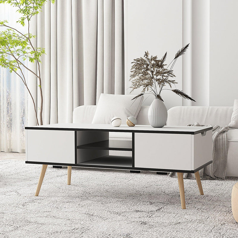 COFFEE TABLE,computer table,  white color,solid wood legs support, bigStorage space,for Dining Room, Kitchen, Small Spaces,Wooden legs and white - Urban Living Furniture (Los Angeles, CA)