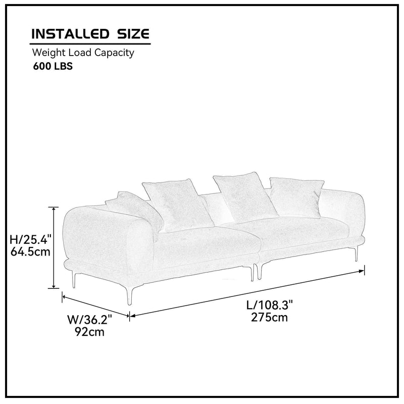 Mid-CenturyModern Sofa Couch 4-Seater Fabric Sofa for Livingroom, Office ,Apartment, Business Lounge, Waiting Area, Hotel Lobby (Beige) - Urban Living Furniture (Los Angeles, CA)