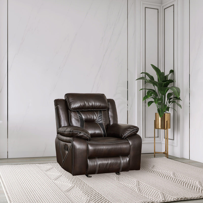 Reclining upholstered manual puller in faux leather, Brown 38.58*38.58*40.16 - Urban Living Furniture (Los Angeles, CA)