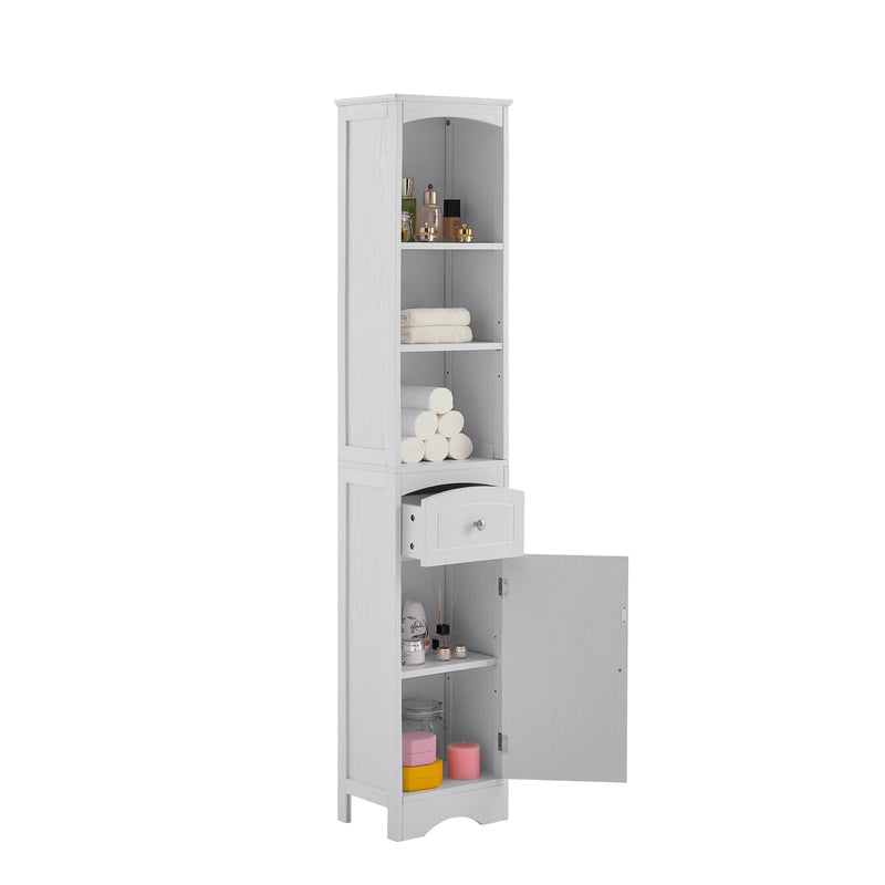 Tall Bathroom Cabinet, FreestandingStorage Cabinet with Drawer, MDF Board, Adjustable Shelf, White - Urban Living Furniture (Los Angeles, CA)