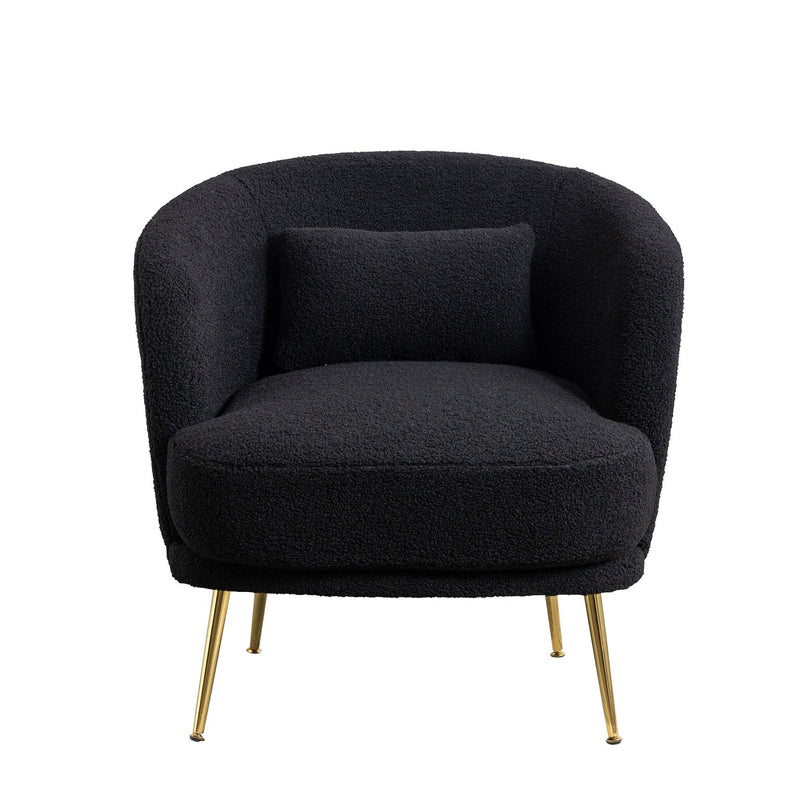 30.32"W Accent Chair Upholstered Curved Backrest Reading Chair Single Sofa Leisure Club Chair with Golden Adjustable Legs For Living Room Bedroom Dorm Room (Black Boucle) - Urban Living Furniture (Los Angeles, CA)