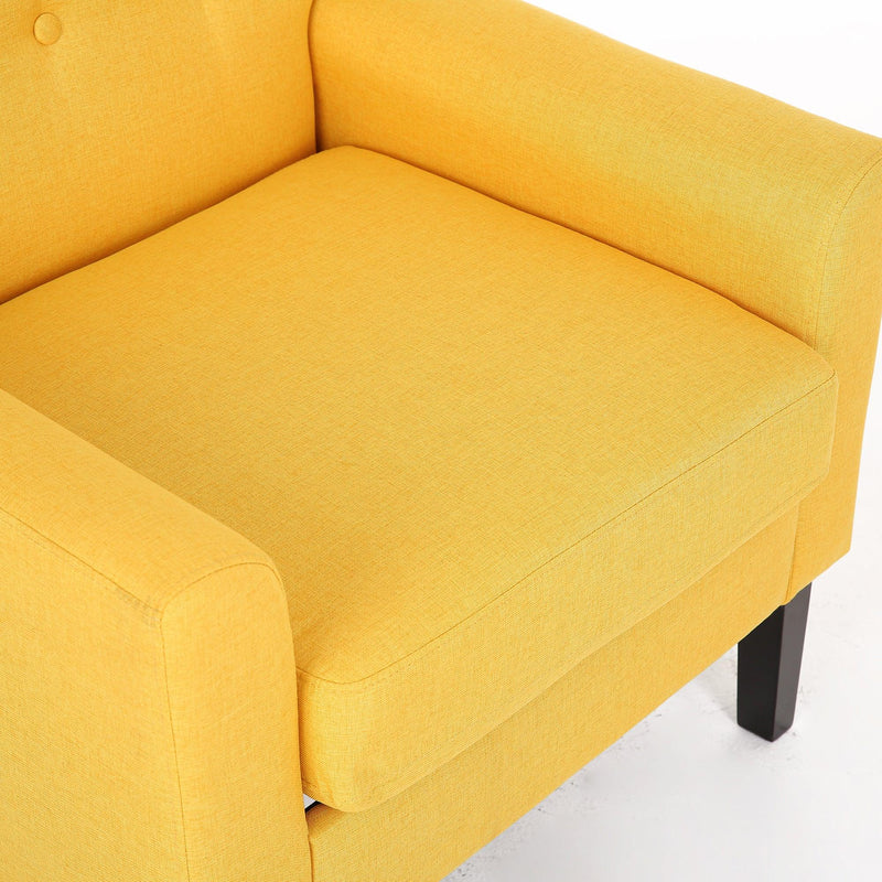 Fabric Accent Chair for Living Room, Bedroom Button Tufted Upholstered Comfy Reading Accent Chairs Sofa (Yellow) - Urban Living Furniture (Los Angeles, CA)