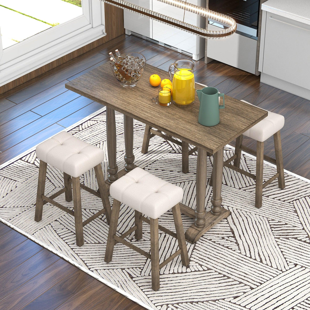 5-Piece Dining Table Set, Counter Height Dining Furniture 5-Piece Dining Table Set, Counter Height Dining Furniture