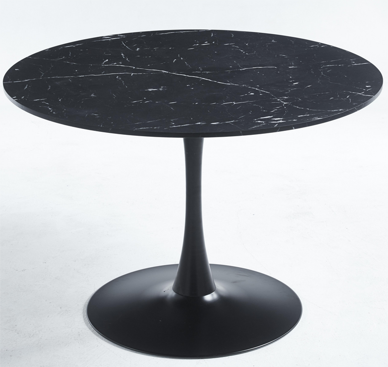 42.1"Black Tulip Table Mid-century Dining Table for 4-6 people With Round Mdf Table Top, Pedestal Dining Table, End Table Leisure Coffee Table