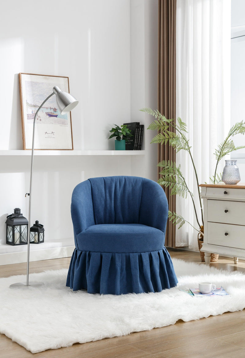 Linen Fabric Accent Swivel Chair Auditorium Chair With Pleated Skirt For Living Room Bedroom Auditorium,Blue - Urban Living Furniture (Los Angeles, CA)