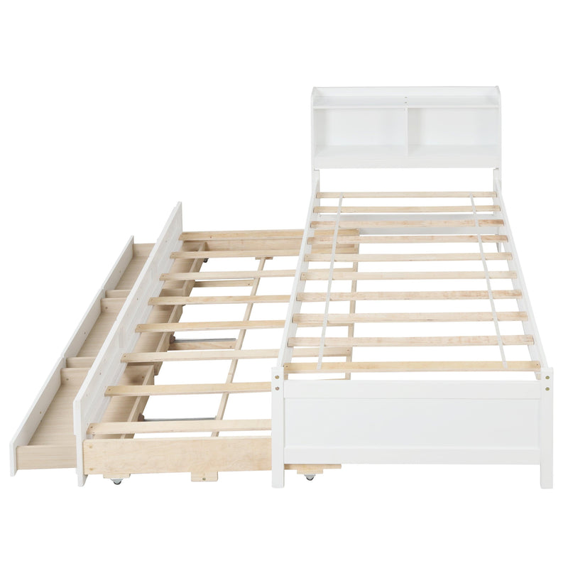 Twin Bed with Bookcase,Twin Trundle,Drawers,White - Urban Living Furniture (Los Angeles, CA)