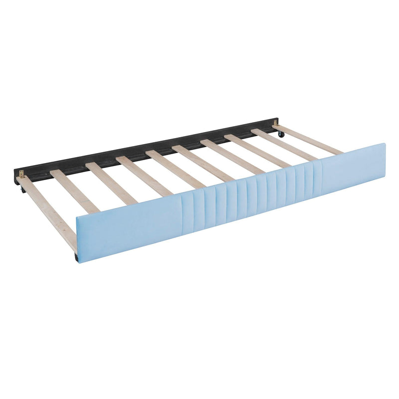 Upholstered Daybed Sofa Bed Twin Size With Trundle Bed and Wood Slat, Light Blue - Urban Living Furniture (Los Angeles, CA)