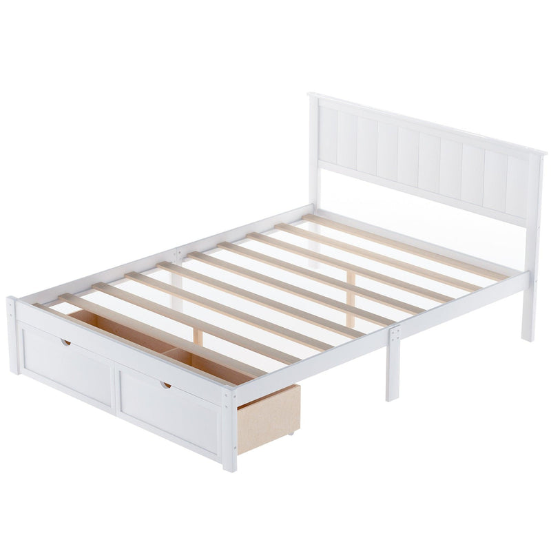 Full Size Platform Bed with Under-bed Drawers, White - Urban Living Furniture (Los Angeles, CA)