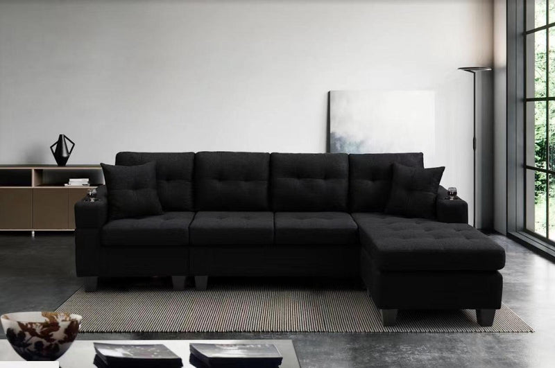 right sectional sofa with footrest, convertible corner sofa with armrestStorage, living room and apartment sectional sofa, right chaise longue and grey - Urban Living Furniture (Los Angeles, CA)