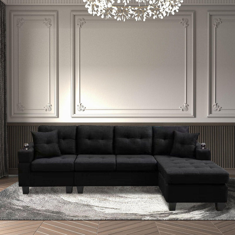 right sectional sofa with footrest, convertible corner sofa with armrestStorage, living room and apartment sectional sofa, right chaise longue and grey - Urban Living Furniture (Los Angeles, CA)