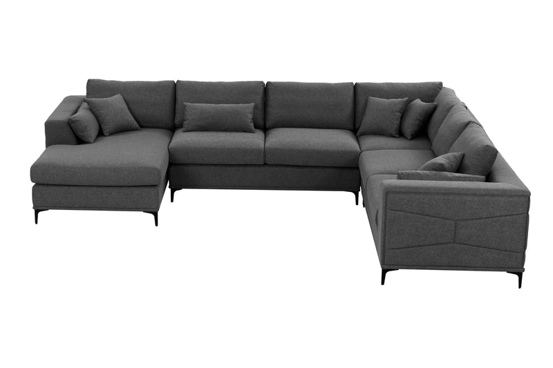 Large Sectional Sofa,145"(L)x117"(W) Classic Look with Tufted Pattern on Outer Armrest and Back, Dark Grey - Urban Living Furniture (Los Angeles, CA)