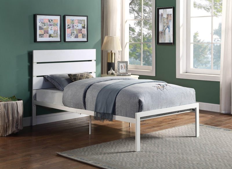 White Metal Frame Twin Size Bed 1pc Casual Style Bedroom Furniture - Urban Living Furniture (Los Angeles, CA)