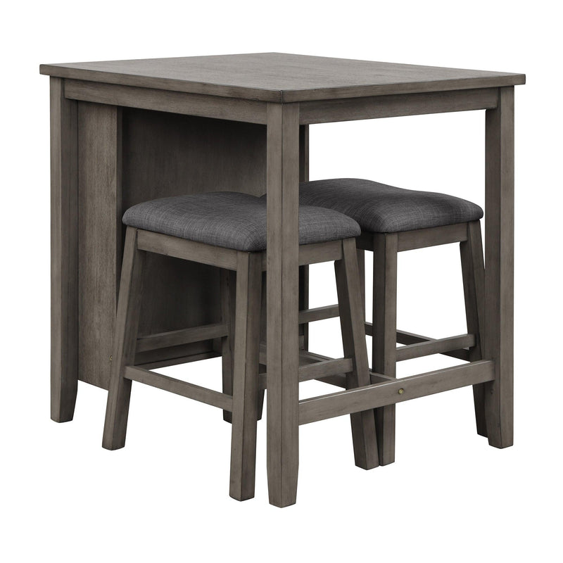 3 Piece Dining Table with Padded Stools, Table Set withStorage Shelf,Dark Gray - Urban Living Furniture (Los Angeles, CA)