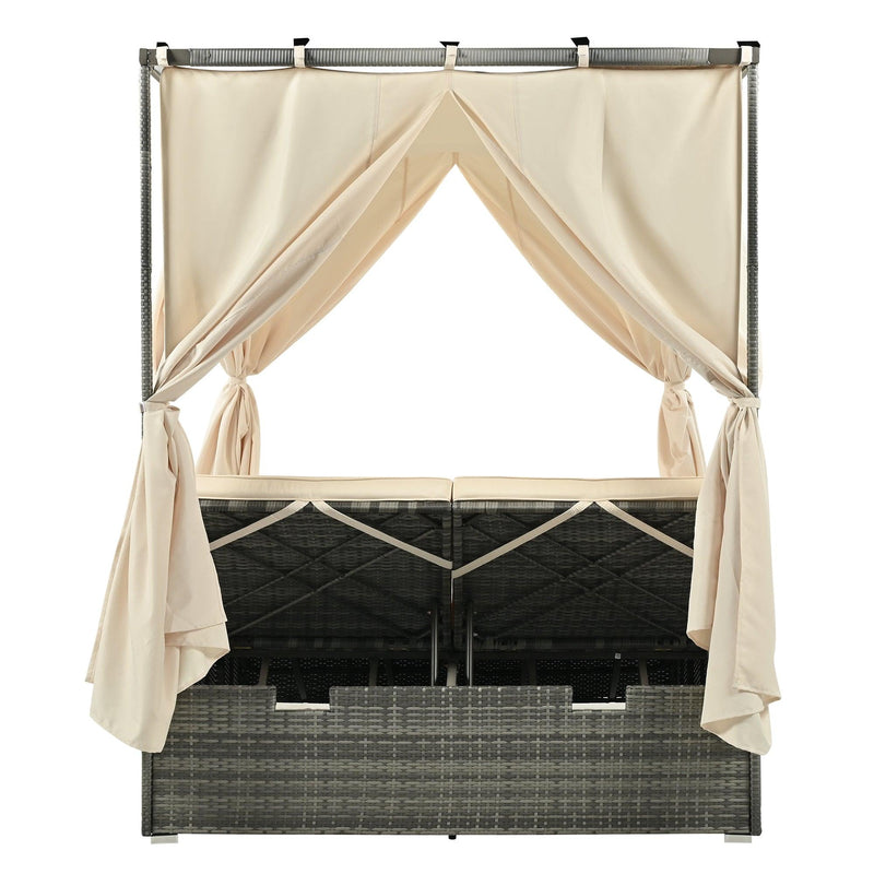 Adjustable Sun Bed With Curtain,High Comfort，With 3 Colors - Urban Living Furniture (Los Angeles, CA)