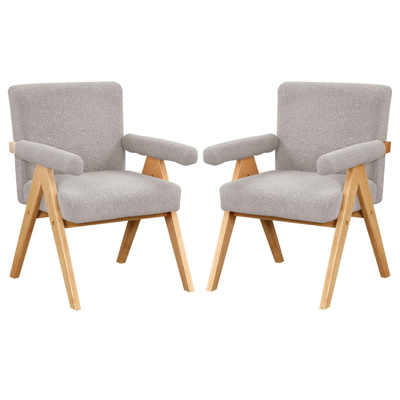 Modern Arm Chair Set of 2,Chair set with Solid Wood Frame, Altay Velvet Upholstered Accent chairs with arm pads for Living Room Bedroom Apartment, Gray - Urban Living Furniture (Los Angeles, CA)