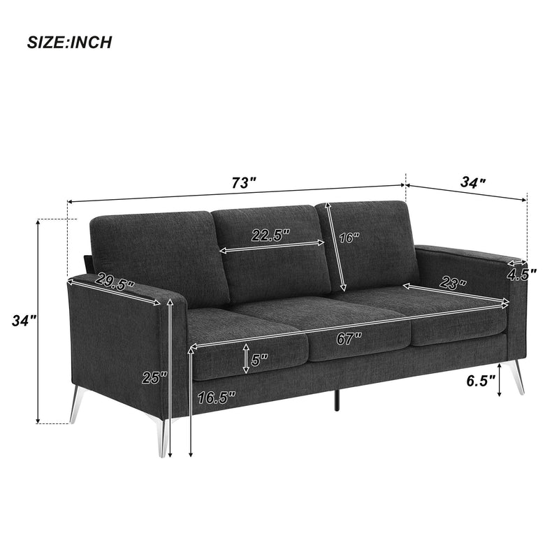 Modern 3-Piece Sofa Sets with Sturdy Metal Legs,Linen Upholstered Couches Sets Including 3-Seat Sofa, Loveseat and Single Chair for Living Room Furniture Set (1+2+3 Seat) - Urban Living Furniture (Los Angeles, CA)