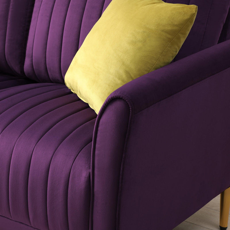 Purple Velvet Accent Chair Living Room Chair Upholstered Middle Chair With ld Legs , not sold separately, needs to be combined with other parts or multiple seats - Urban Living Furniture (Los Angeles, CA)