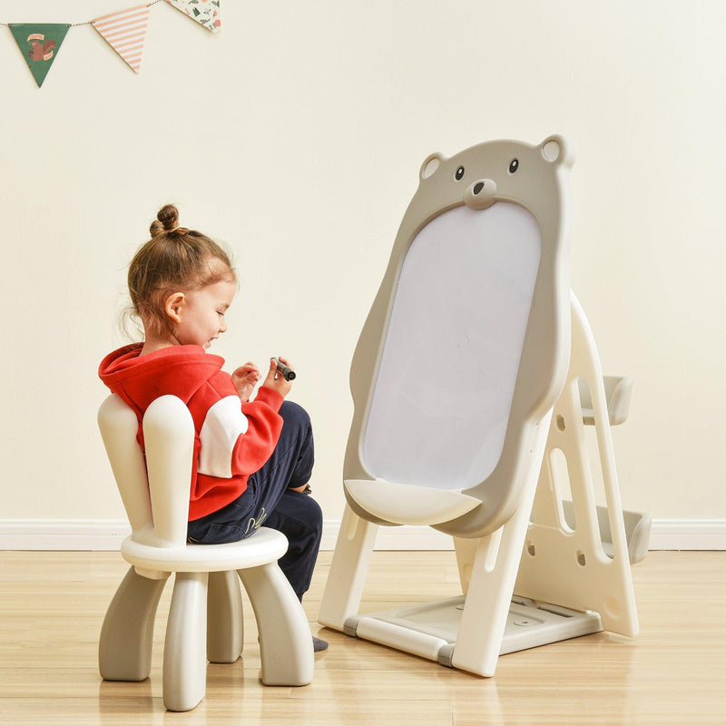 Folding Kids Art Easel with Stool and Adjustable Whiteboard, Standing Foldable Easel-Dry Erase Board with Book Shelf and Toddler Chair for Girls and Boys - Urban Living Furniture (Los Angeles, CA)