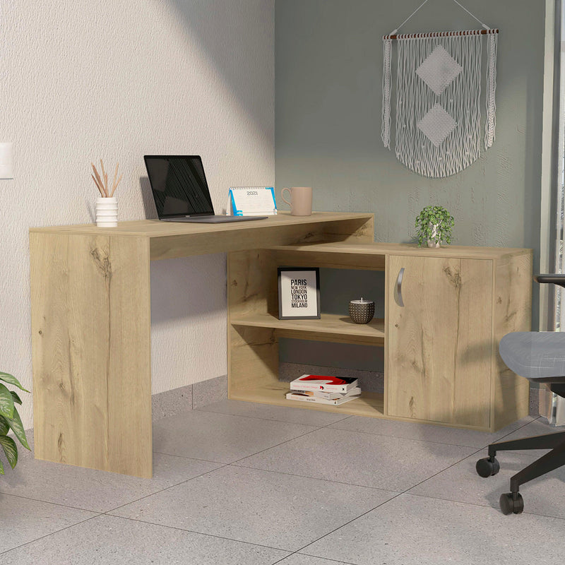 Lyncliff 1-Drawer 2-Shelf L-Shaped Office Desk Light Oak - Urban Living Furniture (Los Angeles, CA)