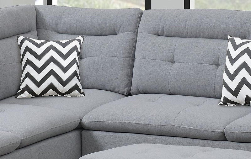 Living Room Furniture Grey Cushion Sectional w Ottoman Linen Like Fabric Sofa Chaise - Urban Living Furniture (Los Angeles, CA)