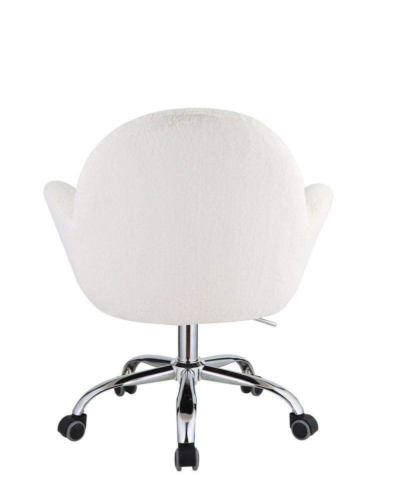 ACME JaOffice Chair in White Lapin & Chrome Finish OF00119