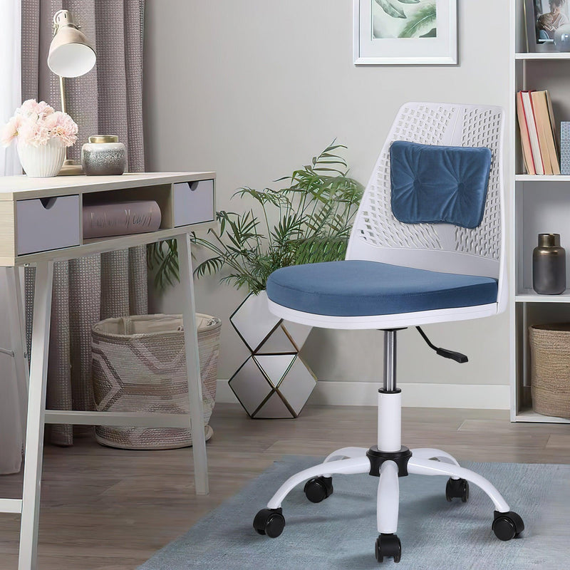 Office Task Desk Chair Swivel Home Comfort Chairs,Adjustable Height with ample lumbar support,White+Blue - Urban Living Furniture (Los Angeles, CA)