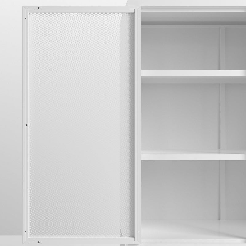 47.2 inches high MetalStorage Cabinet with 2 Mesh Doors, Suitable for Office, Dining Room and Living Room, White - Urban Living Furniture (Los Angeles, CA)