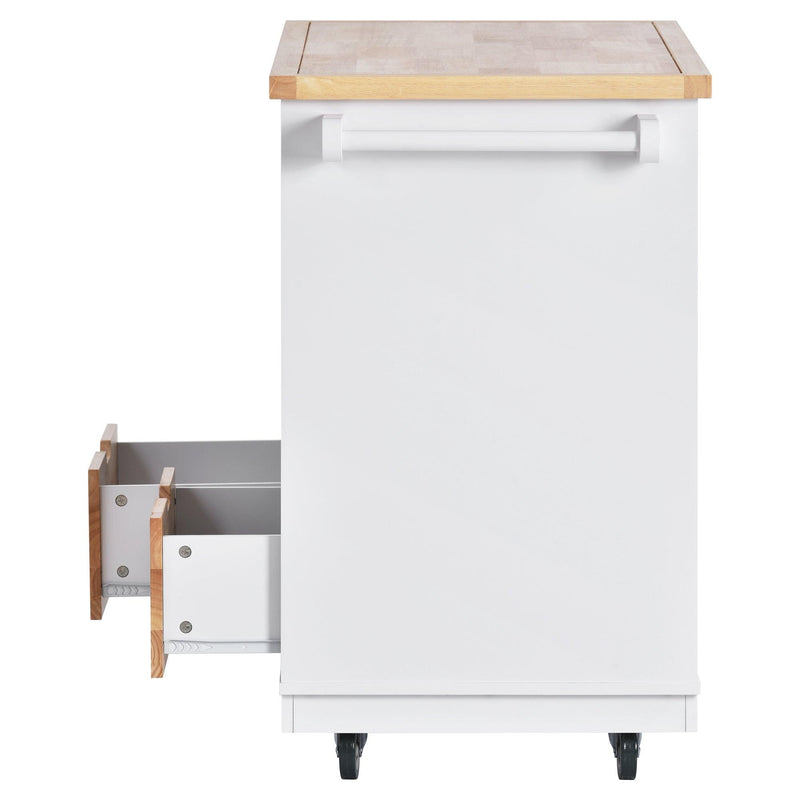 Kitchen Cart Rolling Mobile Kitchen Island Solid Wood Top, Kitchen Cart With 2 Drawers,Tableware Cabinet（White） - Urban Living Furniture (Los Angeles, CA)