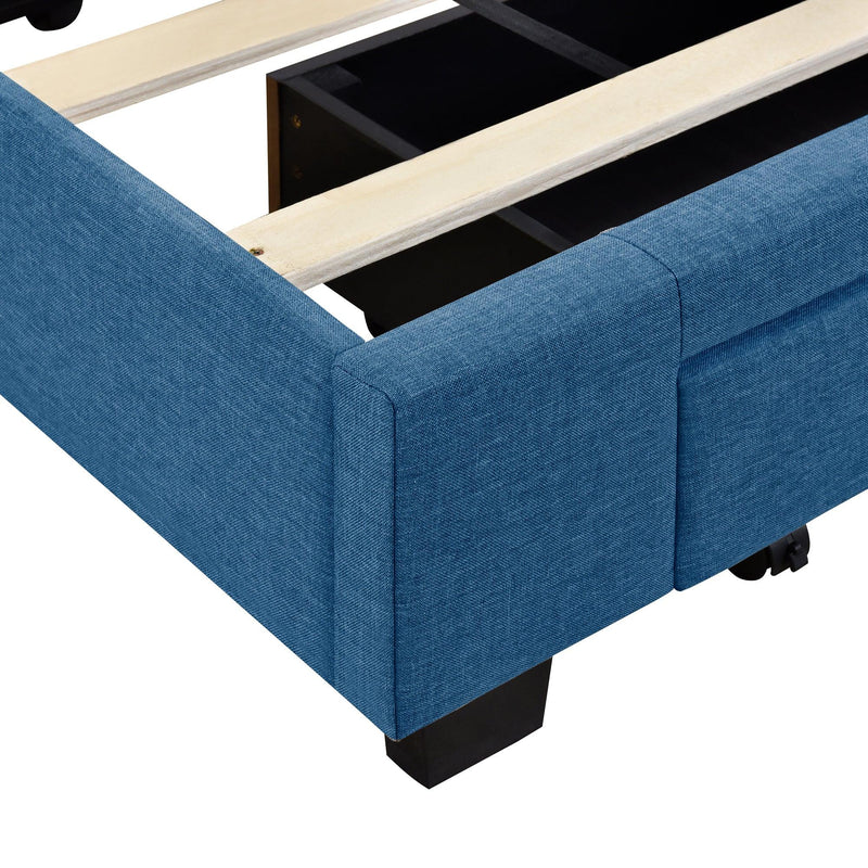 Queen SizeStorage Bed Linen Upholstered Platform Bed with 3 Drawers (Blue) - Urban Living Furniture (Los Angeles, CA)