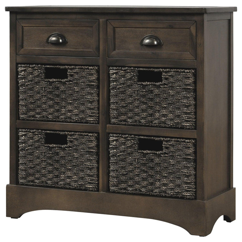 RusticStorage Cabinet with Two Drawers and Four  Classic Rattan Basket for Dining Room/Living Room (Brown Gray) - Urban Living Furniture (Los Angeles, CA)