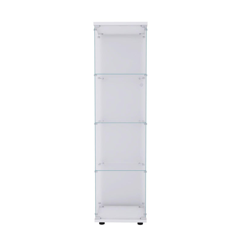 Glass Display Cabinet 4 Shelves with Door, Floor Standing Curio Bookshelf for Living Room Bedroom Office, 64.56” x 16.73”x 14.37”, White