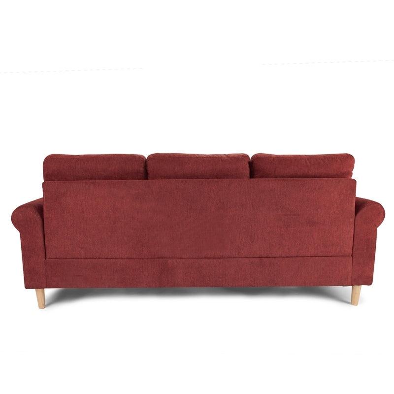 Paparika Red Color Polyfiber Reversible Sectional Sofa Set Chaise Pillows Plush Cushion Couch Nailheads - Urban Living Furniture (Los Angeles, CA)