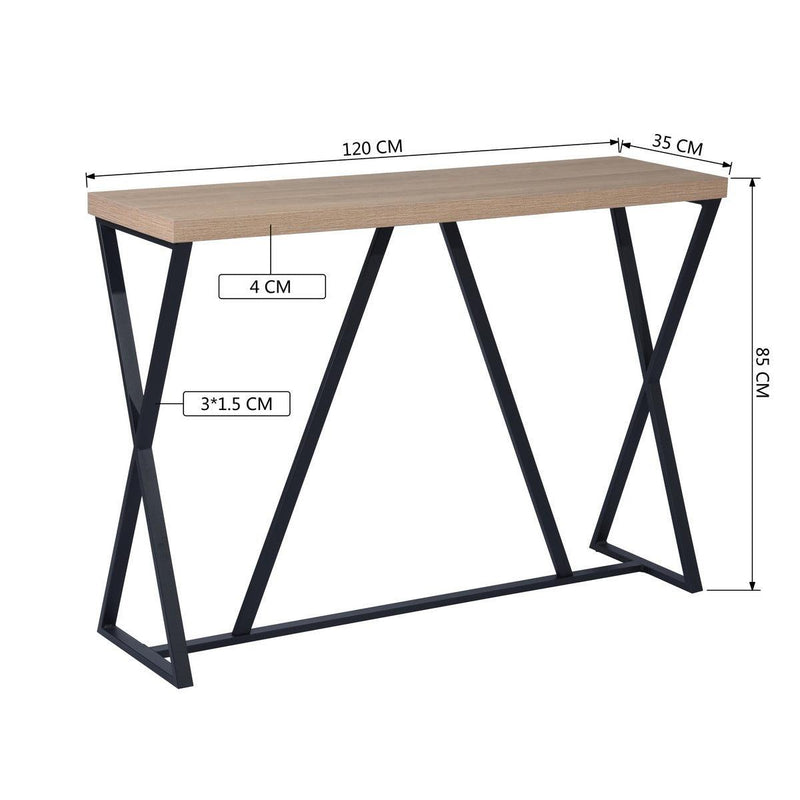 47.2'' Sofa Table; Wood Rectangle Console Table with Metal Frame - Oak & Black - Urban Living Furniture (Los Angeles, CA)